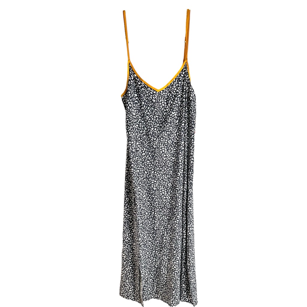 Refinery29 Gray White Print Spaghetti Strap Nwt Dress With Gold Trim Size S — image 2 of 8